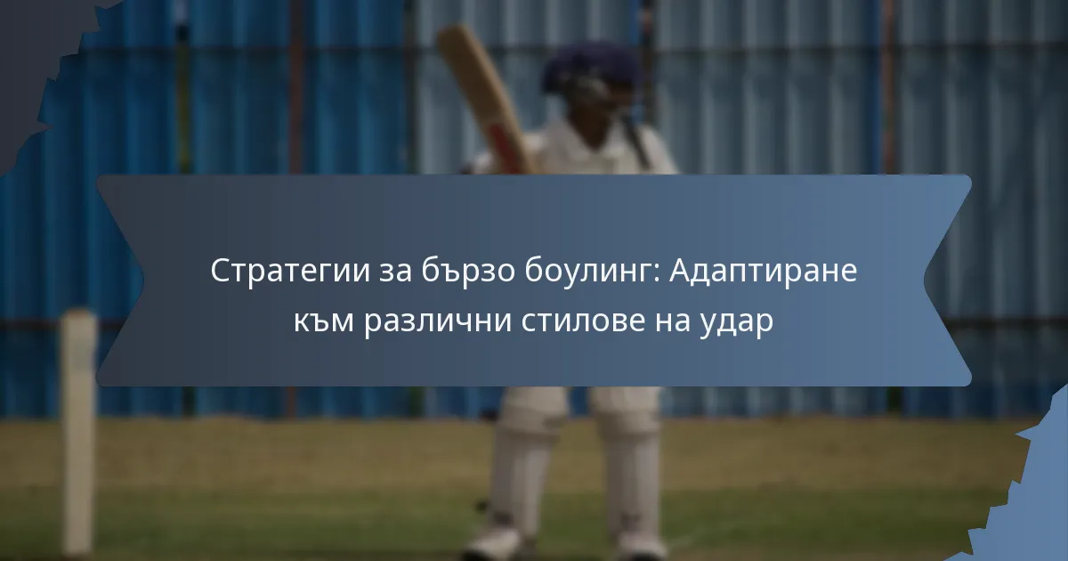 Стратегии за бързо боулинг: Адаптиране към различни стилове на удар